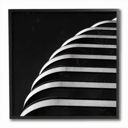 Stupell Industries Modern Architectural Organic Building Black White Photograph Black Framed Wall Art